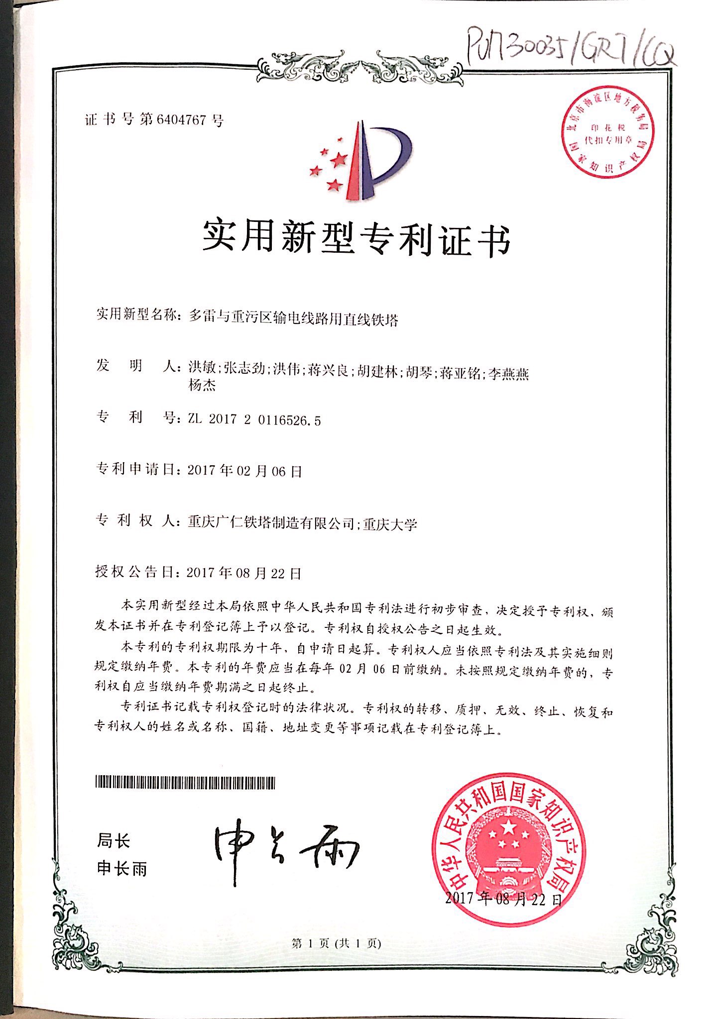 多雷与重污区输电线路用直线铁塔